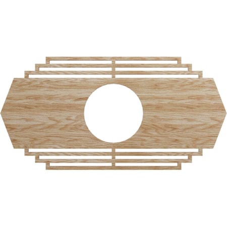 Ekena Millwork Chrysler Wood Fretwork Pierced Ceiling Medallion, Red Oak, 16"W x 8"H x 4 1/4"ID x 3/8"T CMWP16X08X0375CSRO